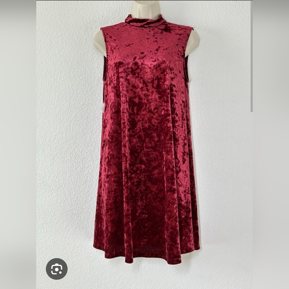 Modcloth Crushed Red Velvet Sleeveless Dress